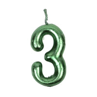 Happy Birthday No 3 Numeric Candle - Green (NC-025) The Stationers