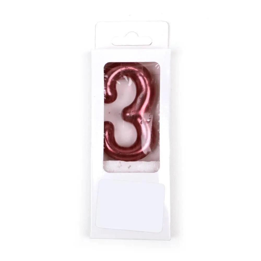 Happy Birthday No 3 Numeric Candle - Maroon (NC-022) The Stationers