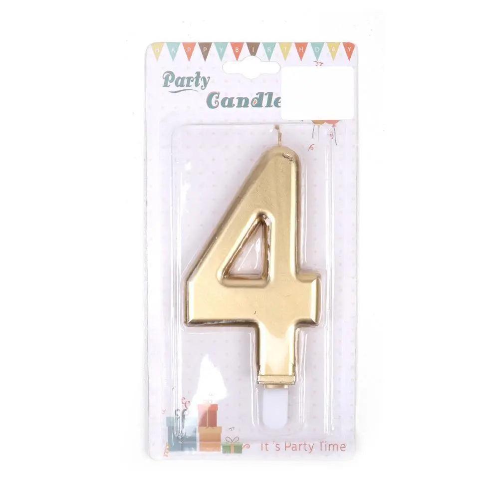 Happy Birthday No 4 Numeric Candle - Gold (NC-013) The Stationers