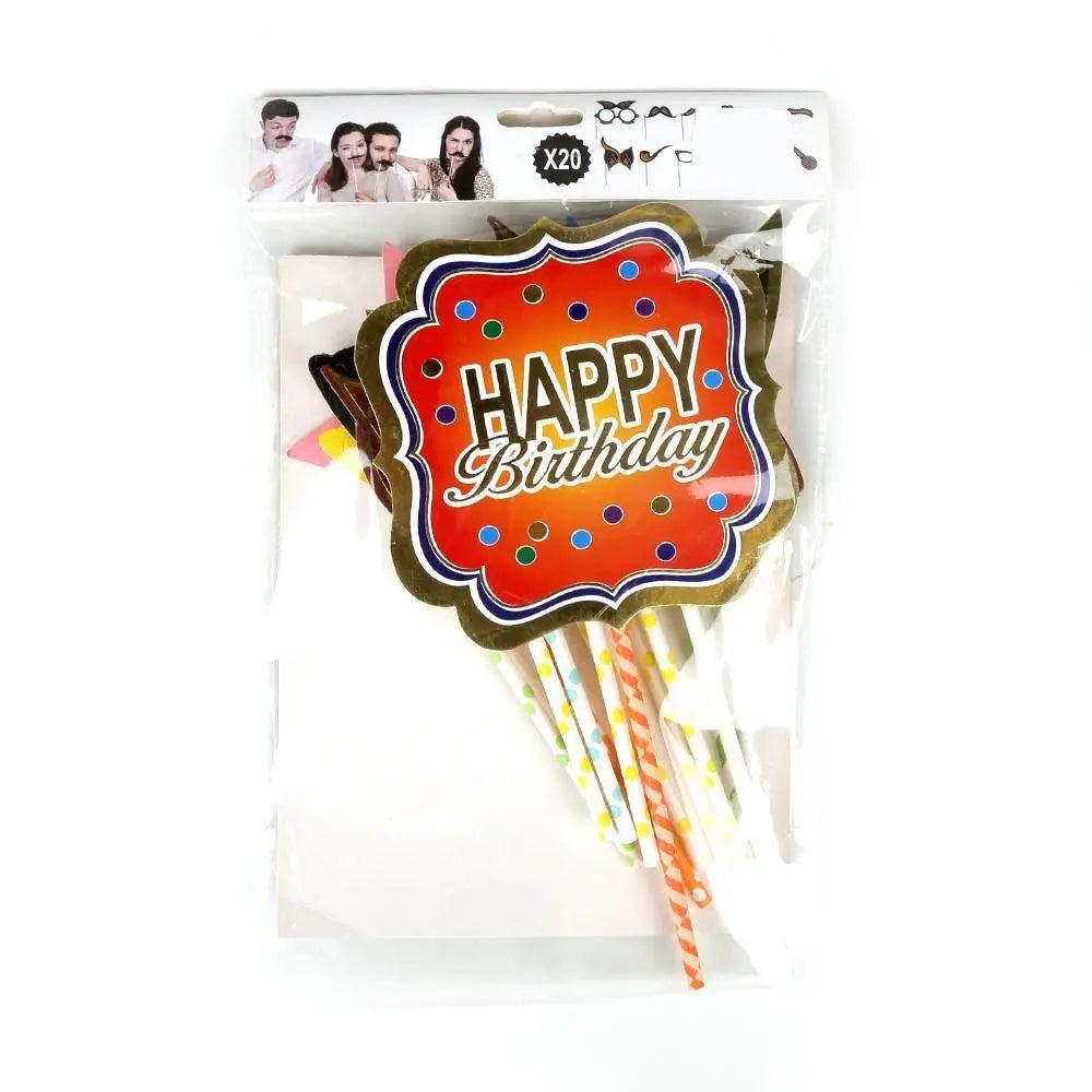 Happy Birthday Photo Props Multi - 20 Pcs (1585-D) The Stationers