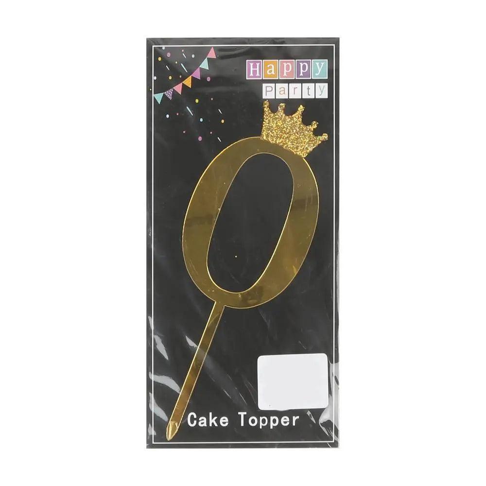 Happy Party No 0 Cake Topper - Gold (NC-029) The Stationers