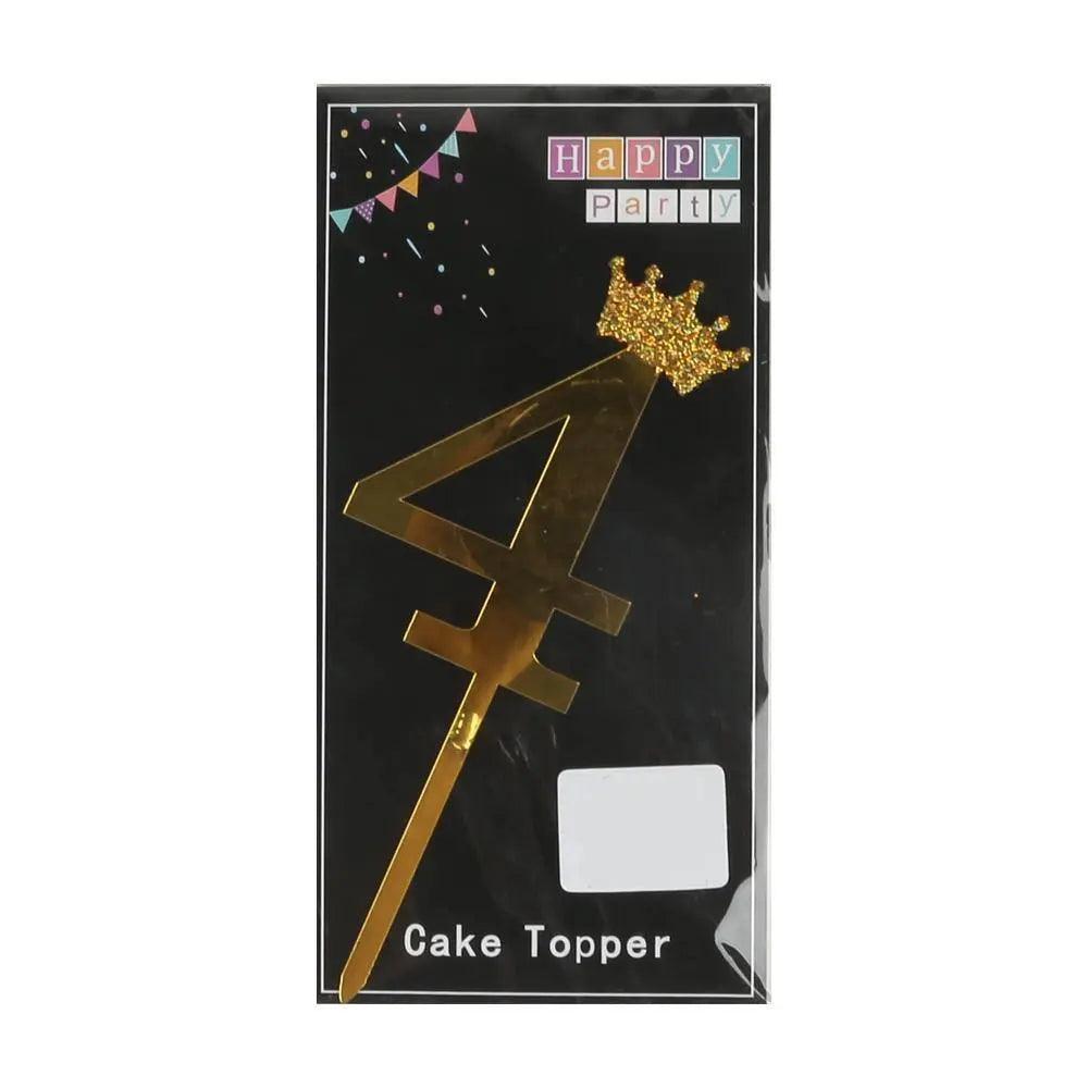Happy Party No 4 Cake Topper - Gold (NC-033) The Stationers