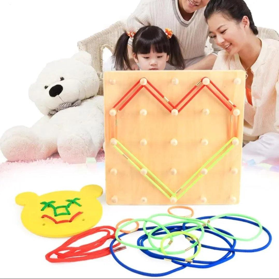 Kids Wooden Geo Board And Lacing Board The Stationers