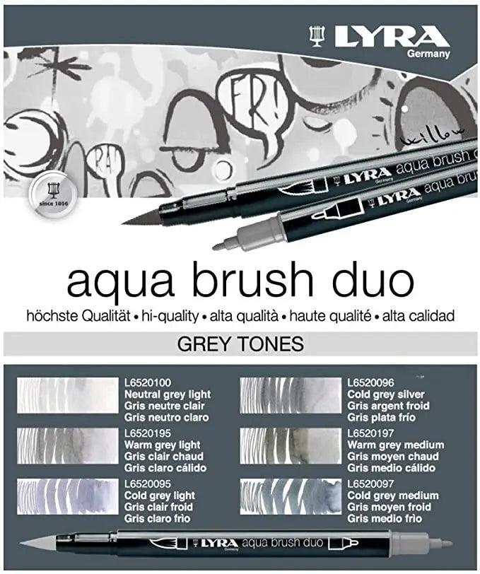 Lyra Aqua Brush Duo Marker Pack Of 6 Gray Tone The Stationers