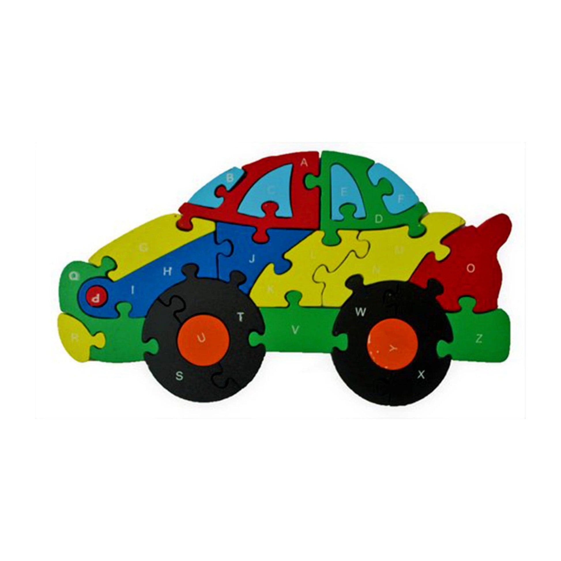 Multicolor Alphabet And Number Wooden Puzzle Car (TT-1329) The Stationers