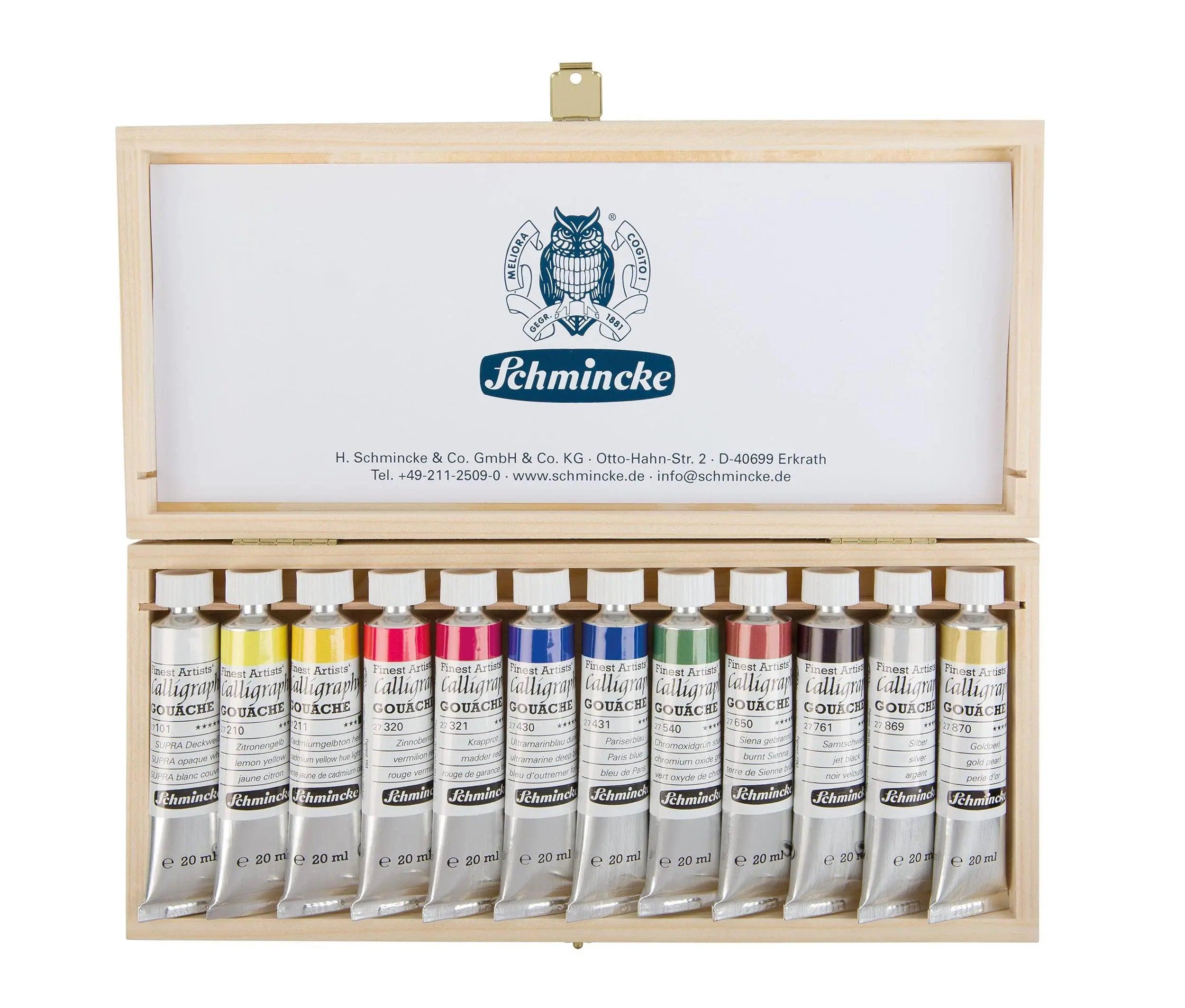 Schmincke Calligraphy Gouache 12 x 20 ml Wooden Box The Stationers