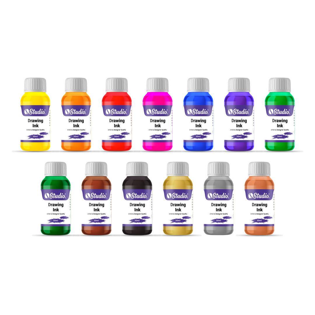 Studio Drawing Inks Pack Of 12 The Stationers