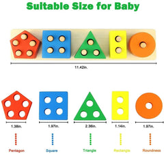 Wooden Educational Toys, Wooden Shape Color Sorting Preschool Stacking Blocks The Stationers