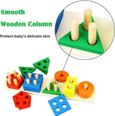 Wooden Educational Toys, Wooden Shape Color Sorting Preschool Stacking Blocks The Stationers