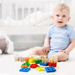 Wooden Educational Toys, Wooden Shape Color Sorting Preschool Stacking Blocks The Stationers