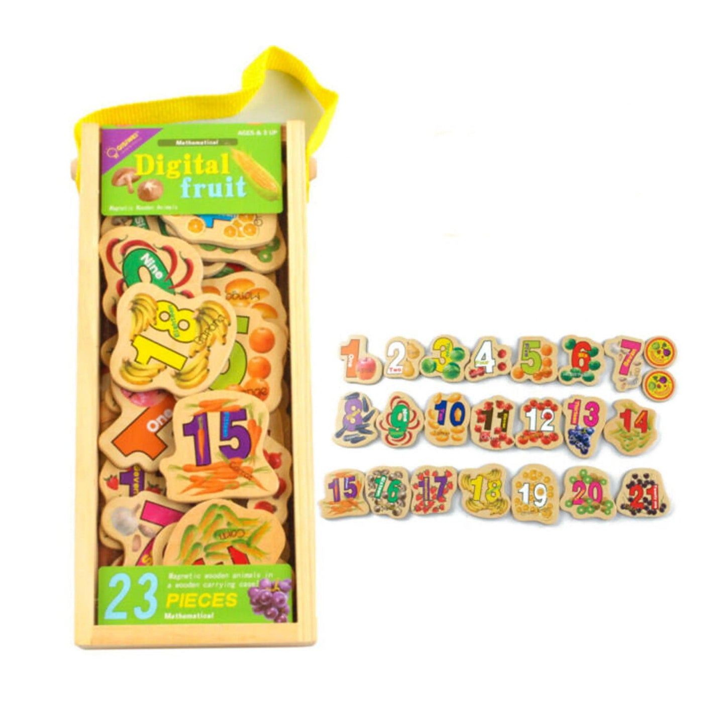 Wooden Number Magnetic Sticker Mathematical 23 Pieces (0826-1) The Stationers