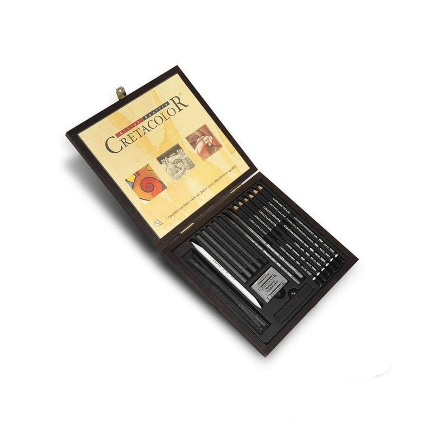 Cretacolor Charcoal And Drawing Set Wooden Black Box 20 Parts The Stationers