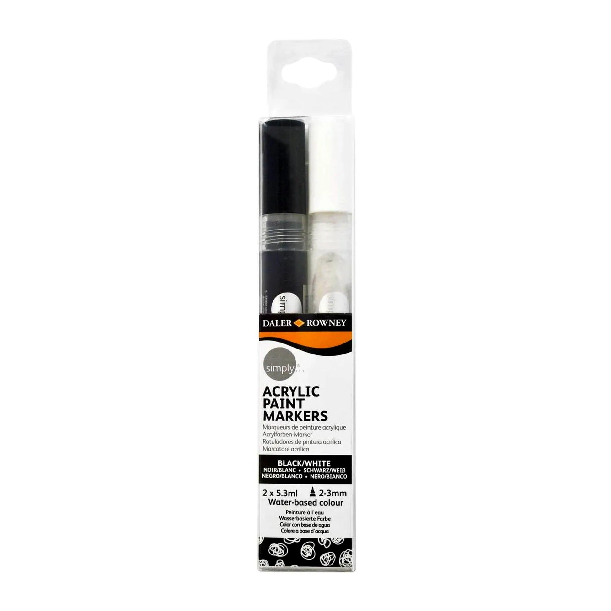 Daler Rowney Black & White Simply Acrylic Paint Markers Set Of 2 The Stationers
