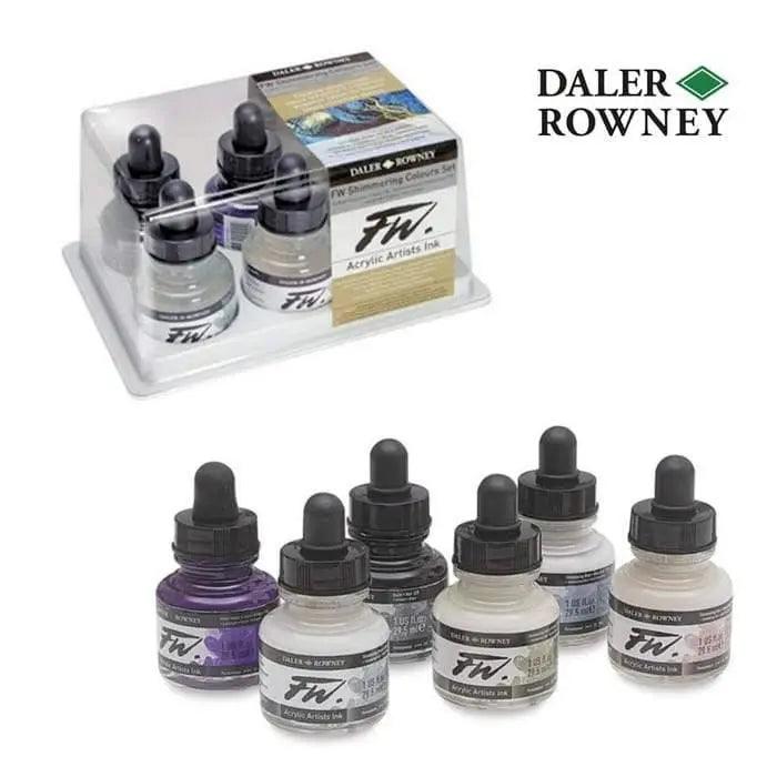 Daler Rowney FW Shimmering Acrylic Inks Set Of 6 Pcs The Stationers