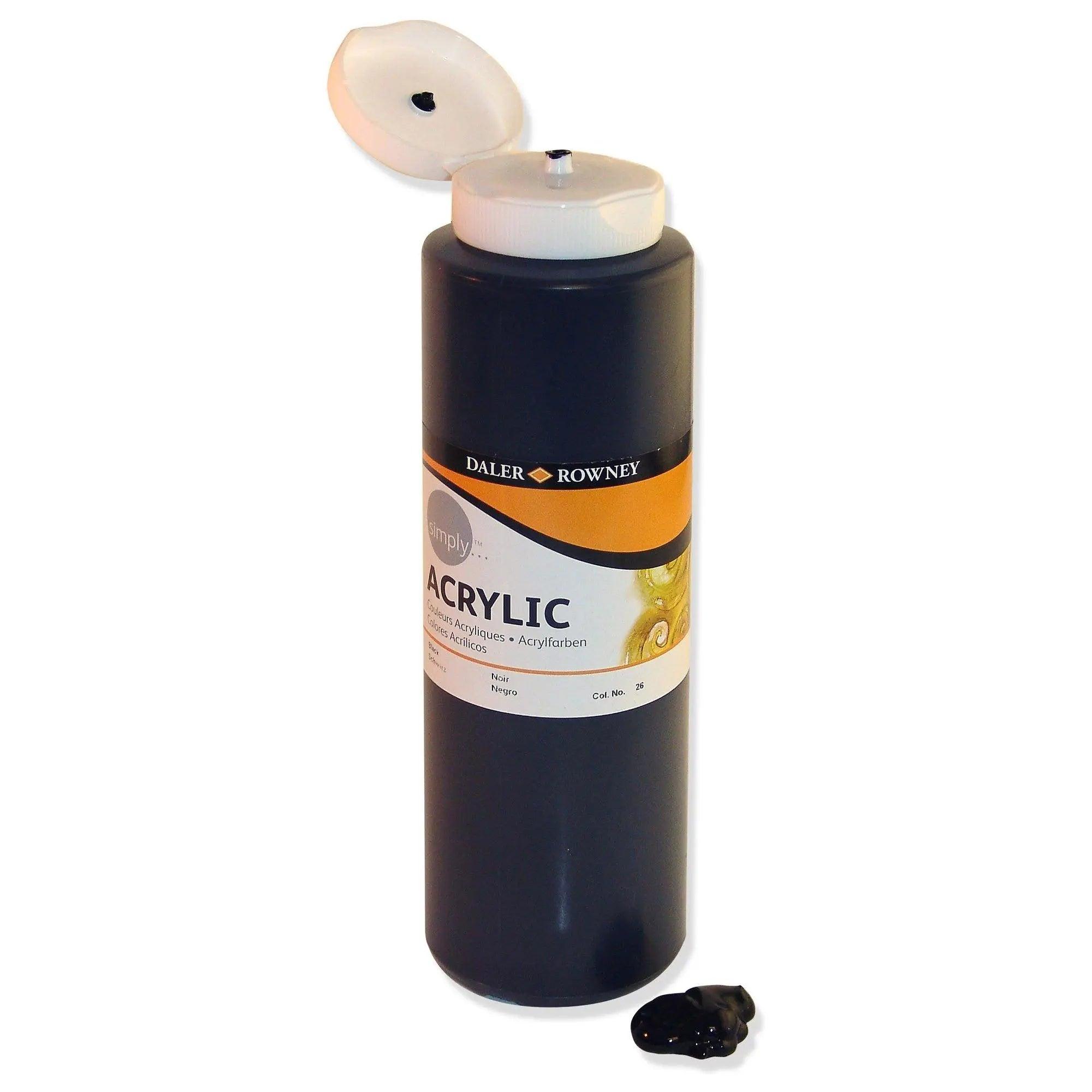 Daler Rowney Simply Acrylic Jars In 750ml (Black Colors) The Stationers