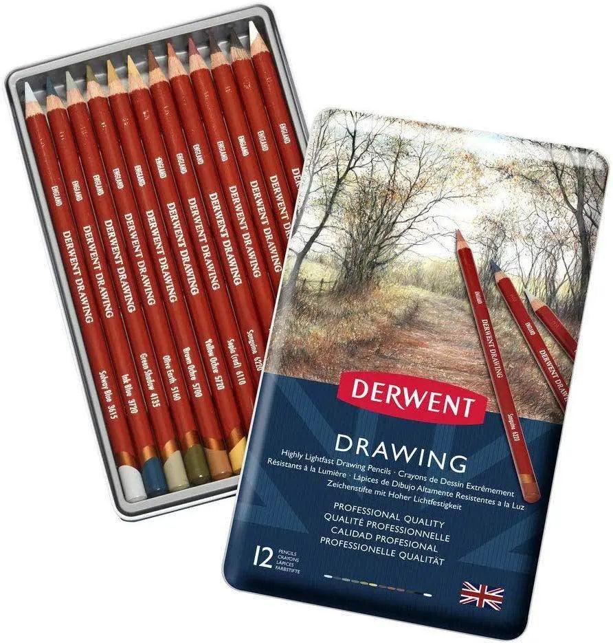 Derwent Colored Drawing Pencils Tin Of 12/24 The Stationers
