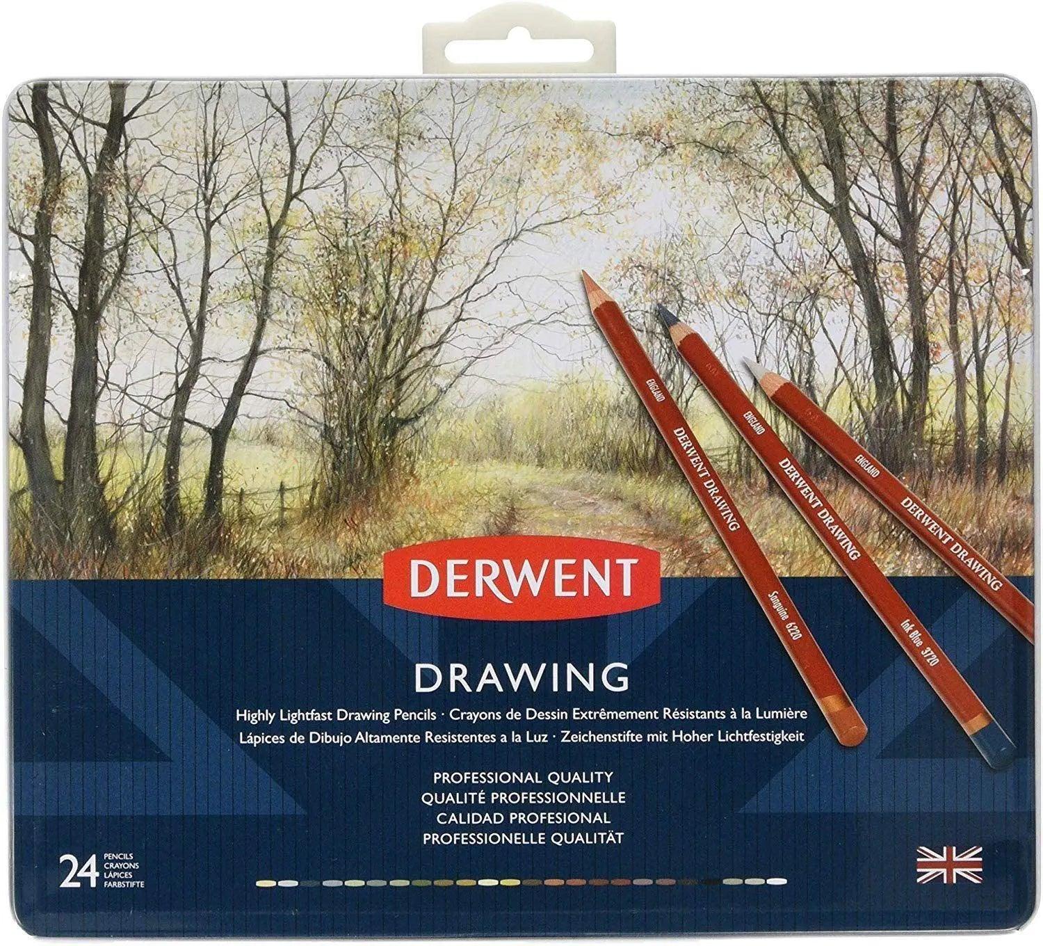 Derwent Colored Drawing Pencils Tin Of 12/24 The Stationers