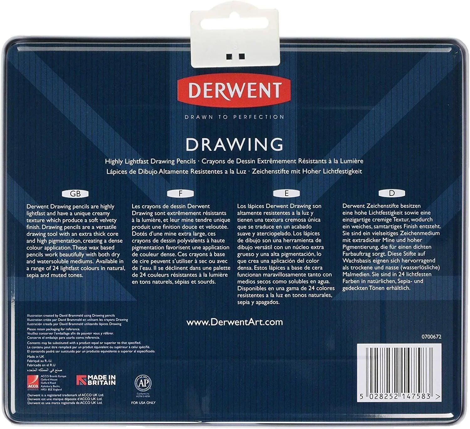 Derwent Colored Drawing Pencils Tin Of 12/24 The Stationers