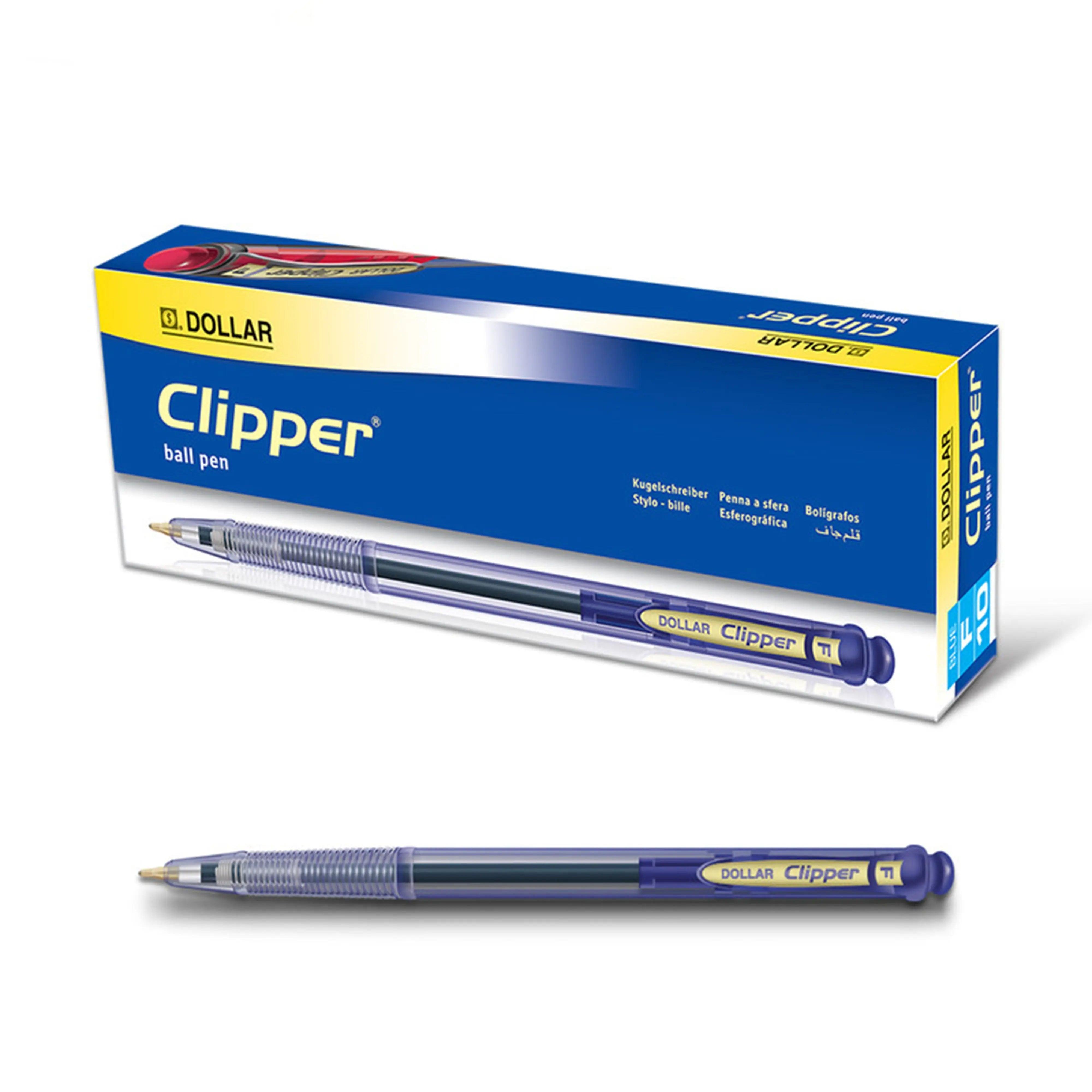 Dollar Clipper Ball Pen 10 Pcs/box - Blue thestationers