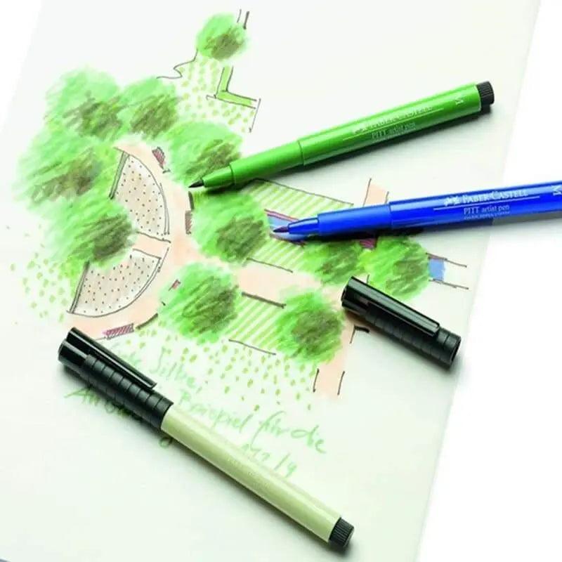 Faber Castell Pitt Artist 6 Brush Pen Wallet Set Landscape The Stationers