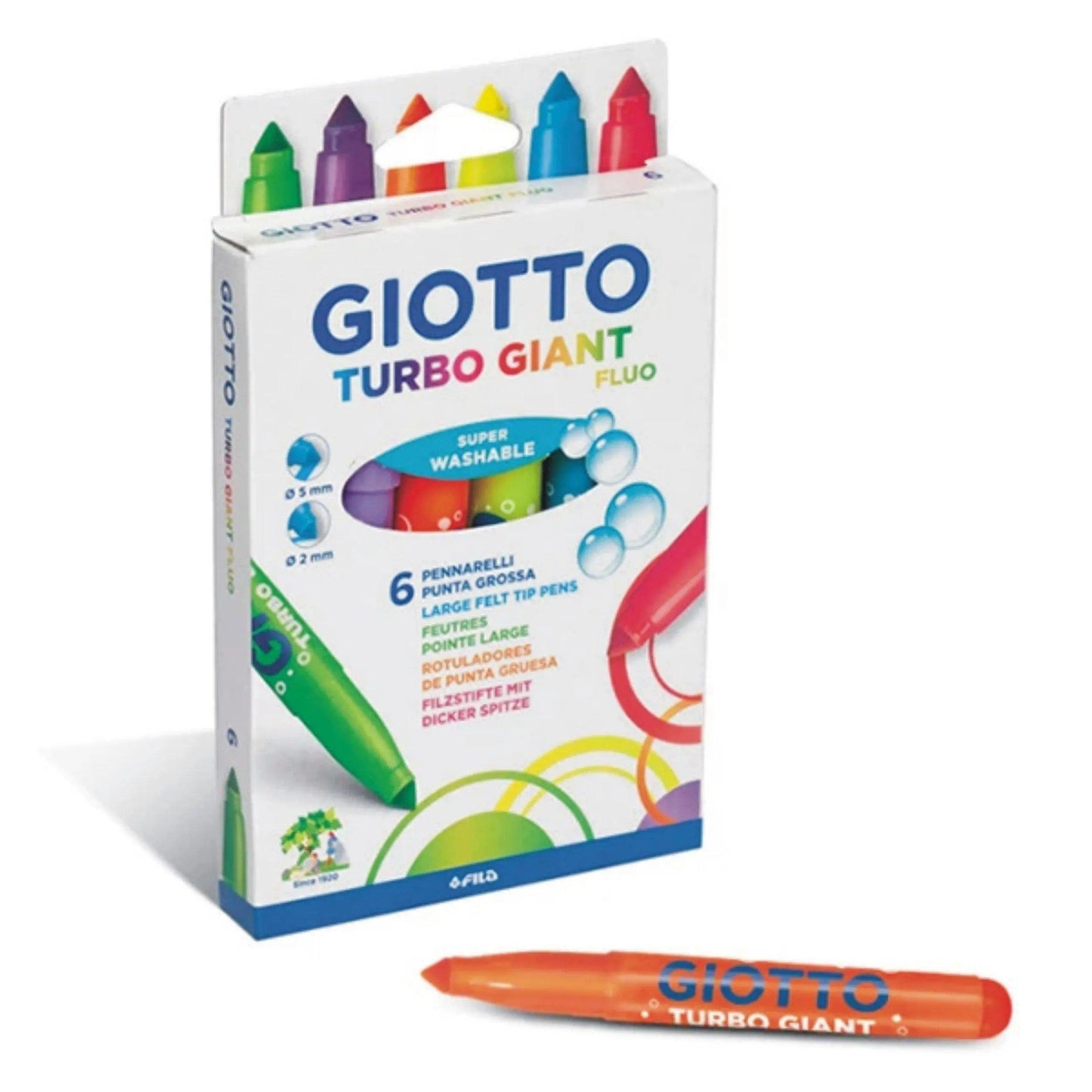 FILA Giotto Turbo Giant Fluorescent Marker 6 pcs set The Stationers