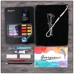 Giorgione 52 Pieces Set with 36 Watercolors Paint Set Brushes Sponges Watercolor Paper Art Drawing The Stationers