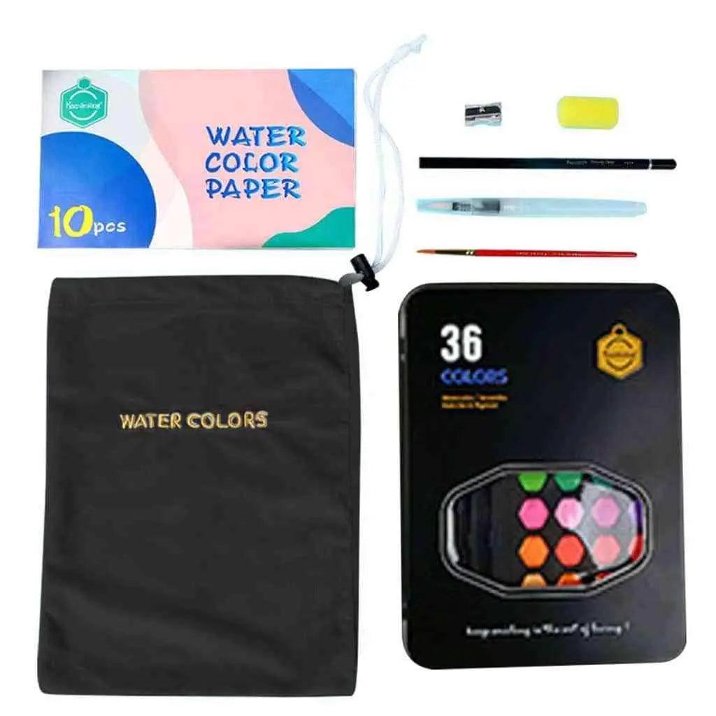 Giorgione 52 Pieces Set with 36 Watercolors Paint Set Brushes Sponges Watercolor Paper Art Drawing The Stationers