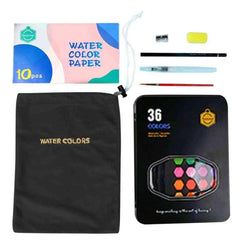 Giorgione 52 Pieces Set with 36 Watercolors Paint Set Brushes Sponges Watercolor Paper Art Drawing The Stationers