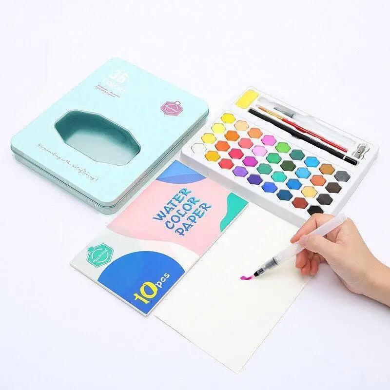 Giorgione 52 Pieces Set with 36 Watercolors Paint Set Brushes Sponges Watercolor Paper Art Drawing The Stationers