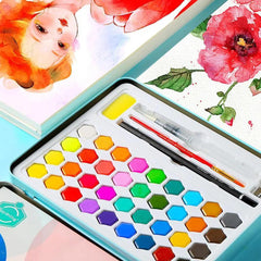 Giorgione 52 Pieces Set with 36 Watercolors Paint Set Brushes Sponges Watercolor Paper Art Drawing The Stationers