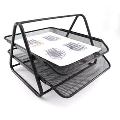 Heavy Duty Metal 2 Tier Desktop Document Letter Tray Black The Stationers