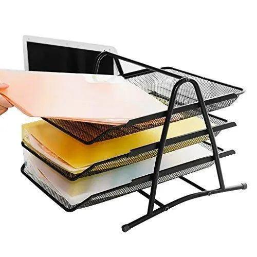 Heavy Duty Metal 3 Tier Desktop Document Letter Tray Black The Stationers