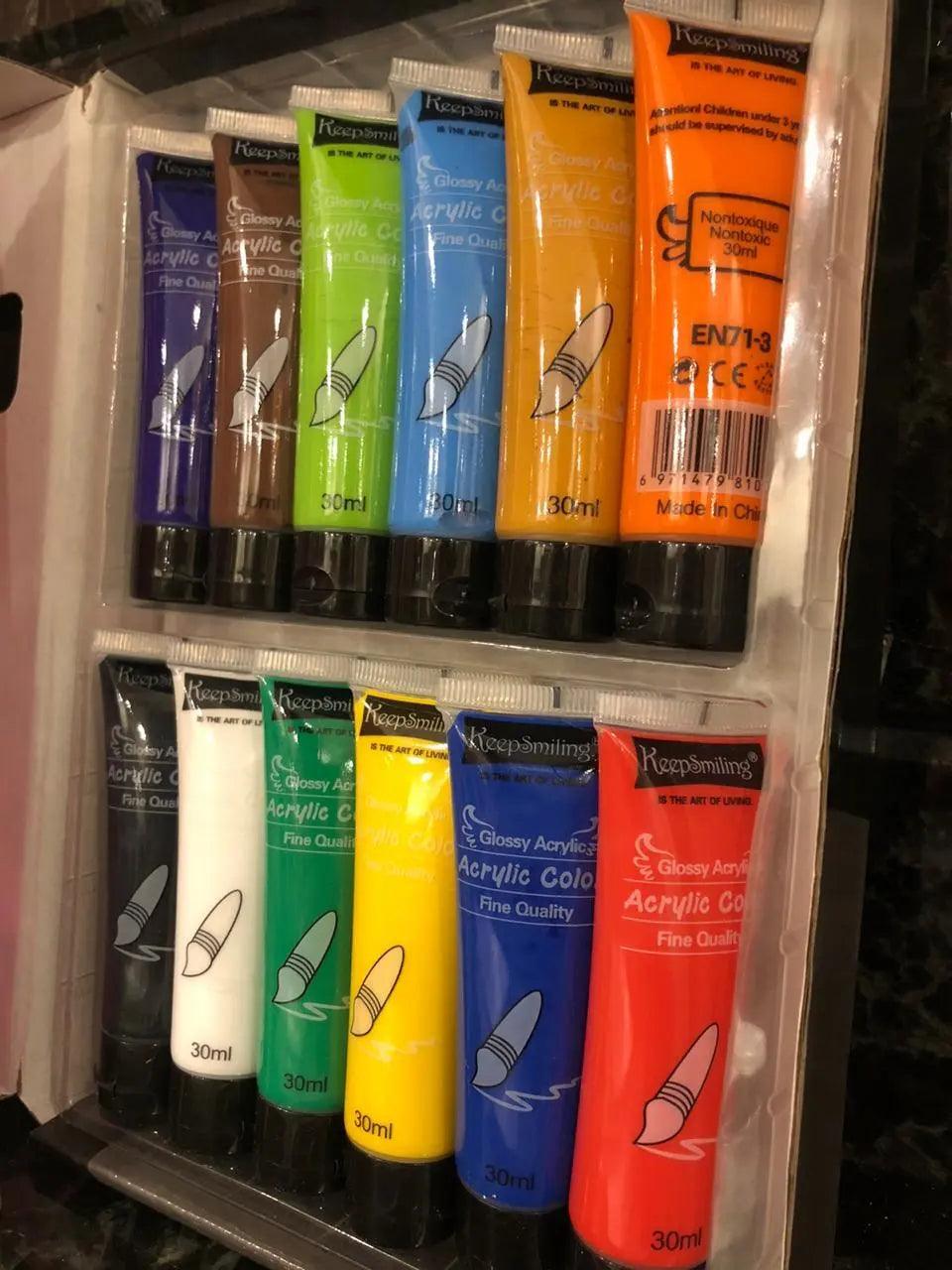 Keep Smiling Acrylic Set of 12 Colors-30 ml The Stationers