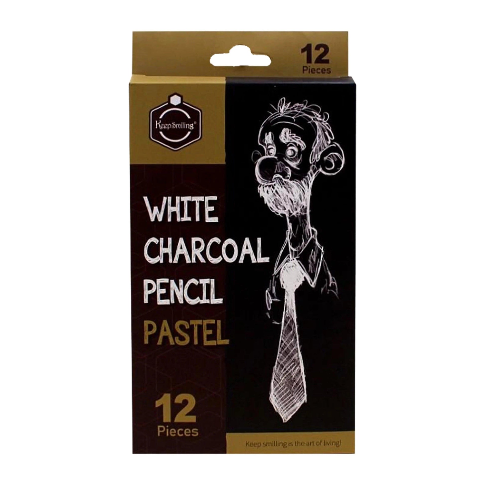 Keep Smiling White Charcoal Pencil Pastel Pack Of 12 The Stationers