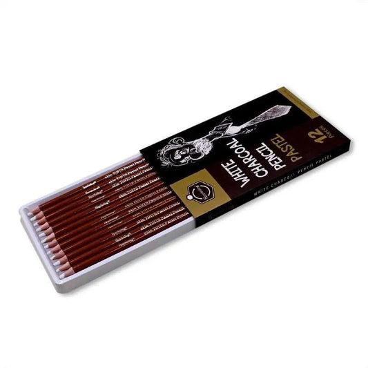 Keep Smiling White Charcoal Pencil Pastel Pack Of 12 The Stationers