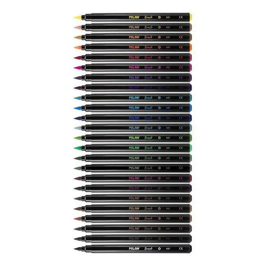 Milan Water Based Brush Tip Fibre Pens Box of 24 The Stationers