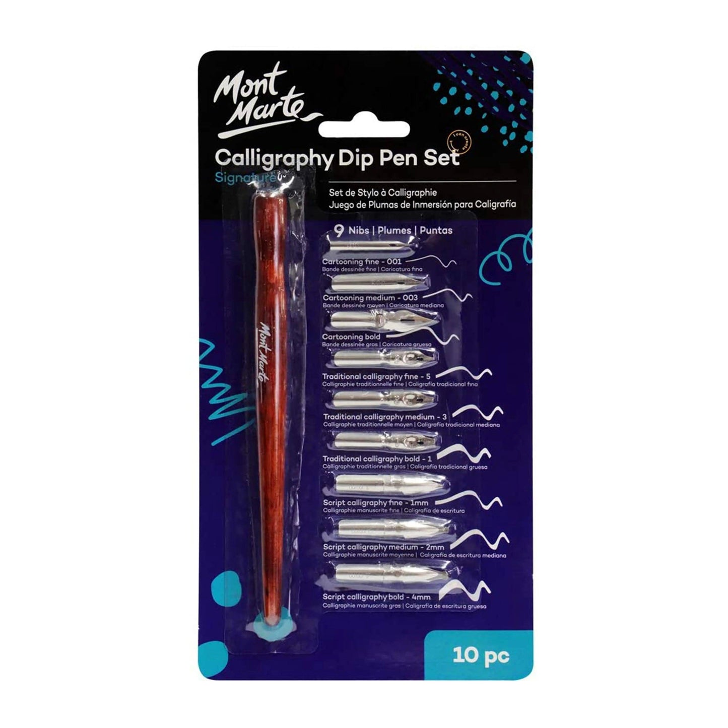 Mont Marte Signature Calligraphy Dip Pen Set of 10 Piece The Stationers