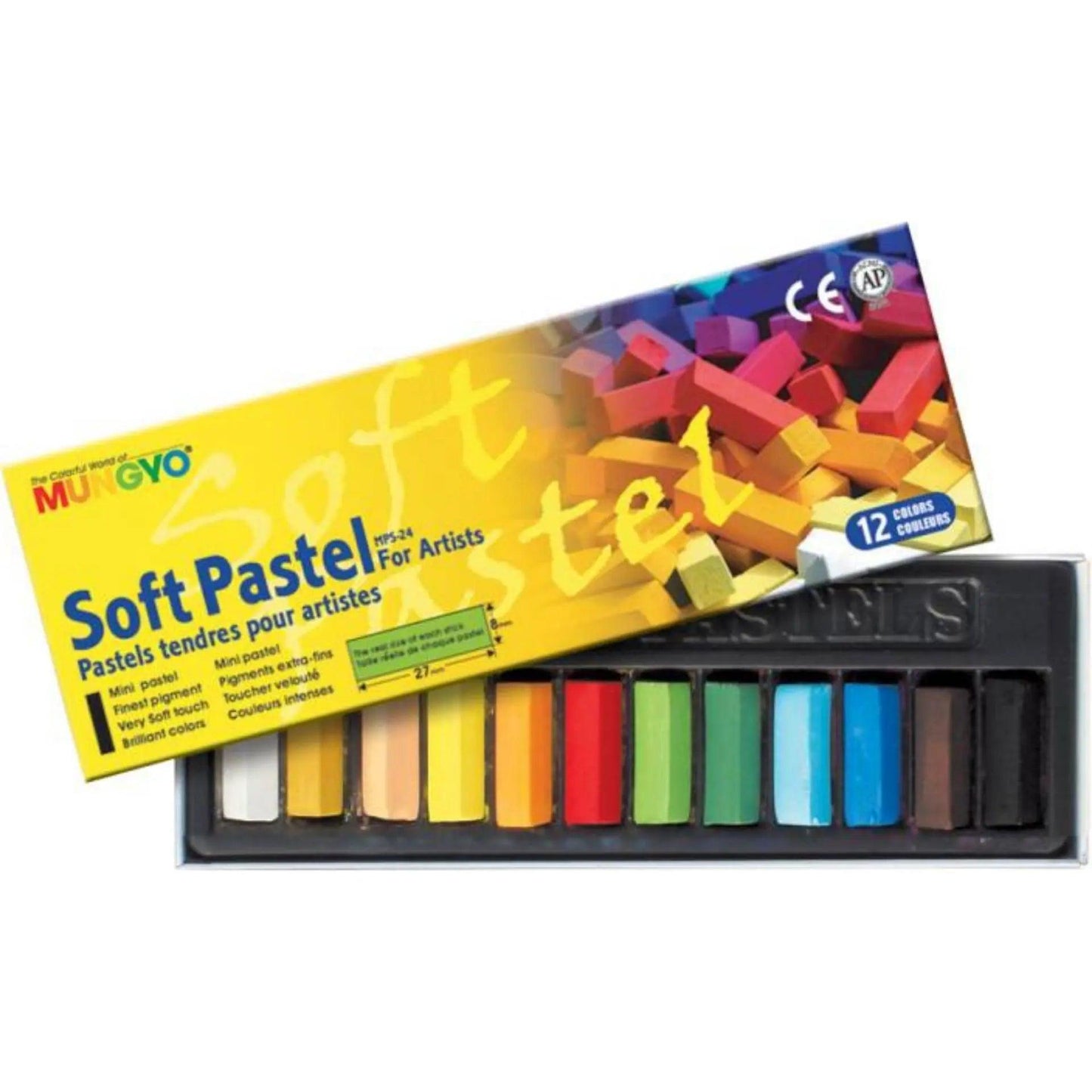 MUNGYO Soft Pastels for Artist 12 Pieces Color Set MPS - 12 - Multi Colors thestationers