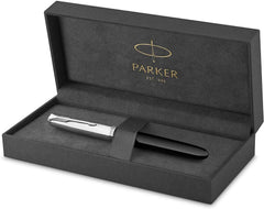 Parker 51 CT Fountain Pen | Black Barrel with Chrome Trim | Fine Nib with Black Ink Cartridge | Gift Box The Stationers