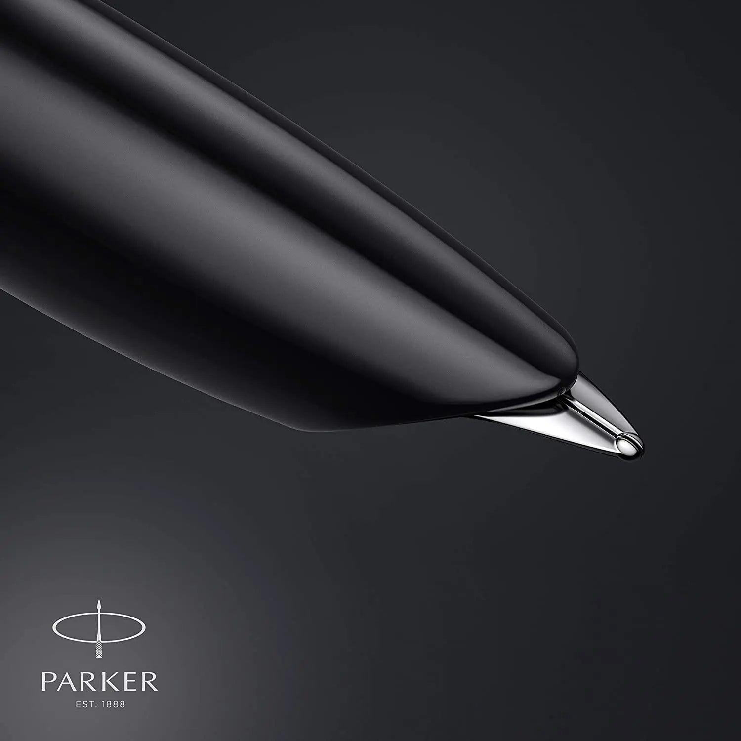 Parker 51 CT Fountain Pen | Black Barrel with Chrome Trim | Fine Nib with Black Ink Cartridge | Gift Box The Stationers