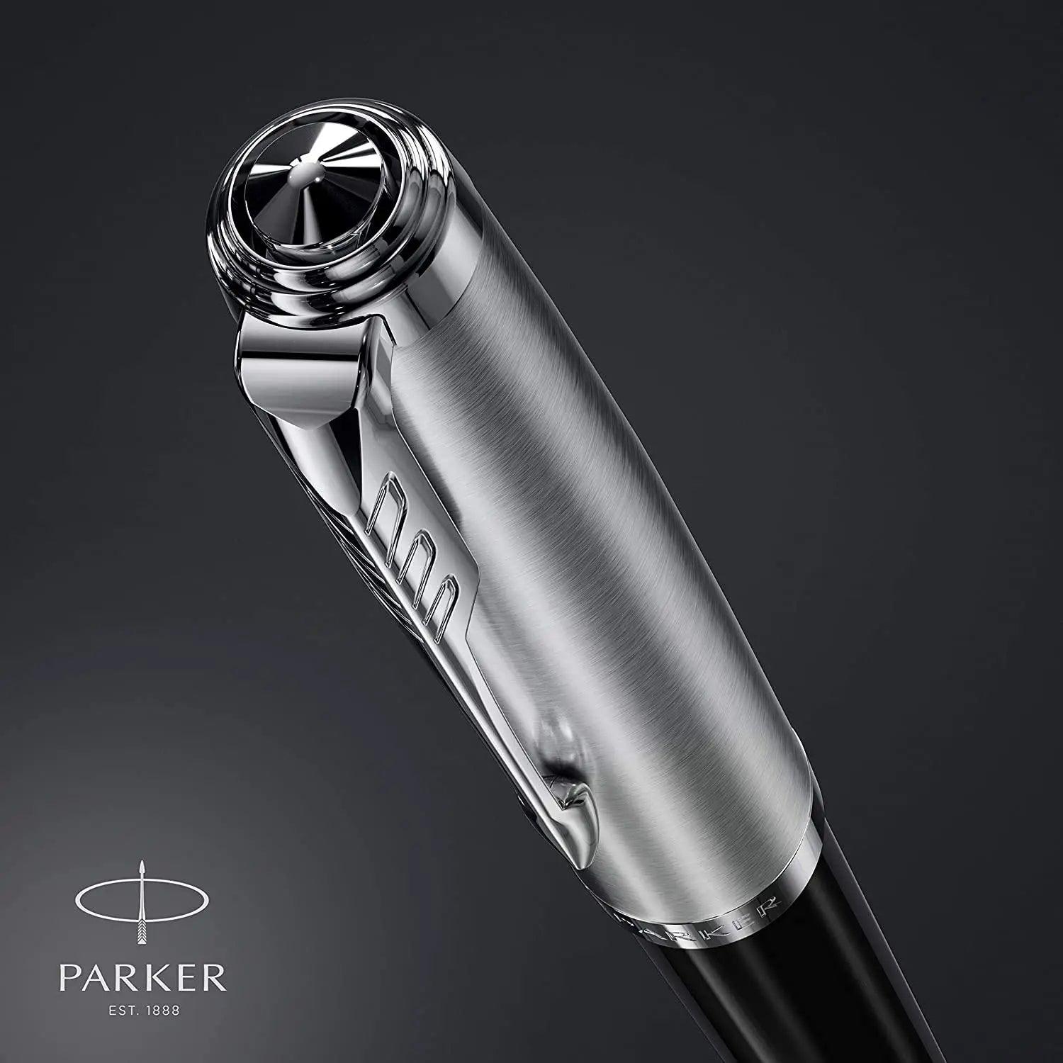 Parker 51 CT Fountain Pen | Black Barrel with Chrome Trim | Fine Nib with Black Ink Cartridge | Gift Box The Stationers