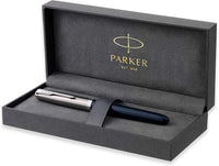 Parker 51 CT Fountain Pen | Black Barrel with Chrome Trim | Fine Nib with Black Ink Cartridge | Gift Box The Stationers