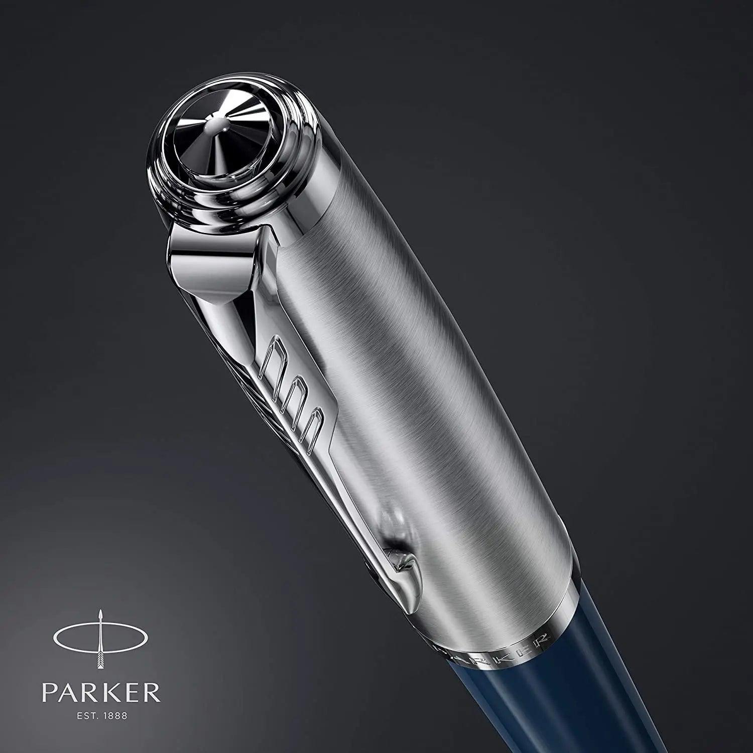 Parker 51 CT Fountain Pen | Black Barrel with Chrome Trim | Fine Nib with Black Ink Cartridge | Gift Box The Stationers