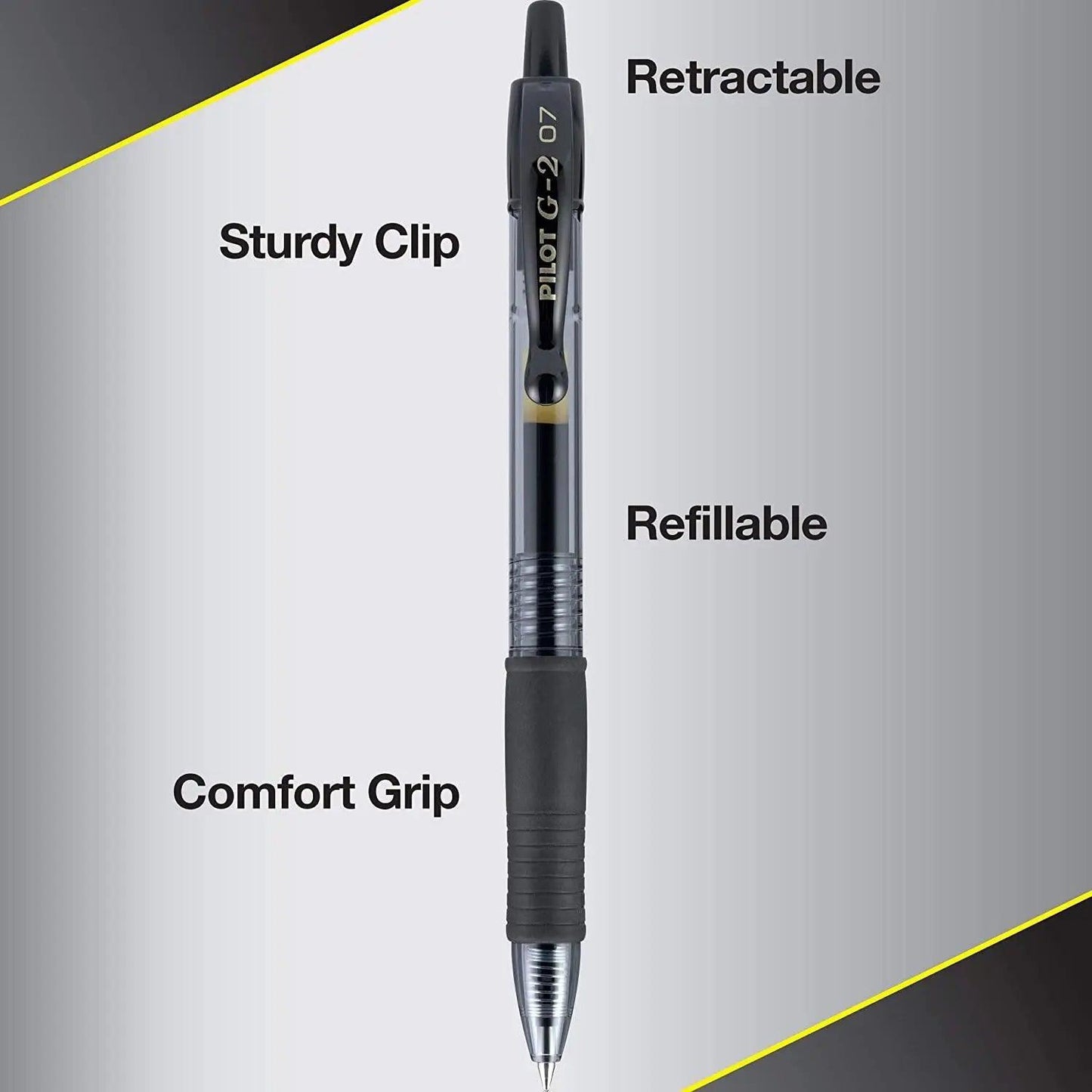 PILOT G2 Premium Refillable & Retractable Rolling Ball Gel Pens, Fine Point, Black Ink, 12-Pack (31020) The Stationers