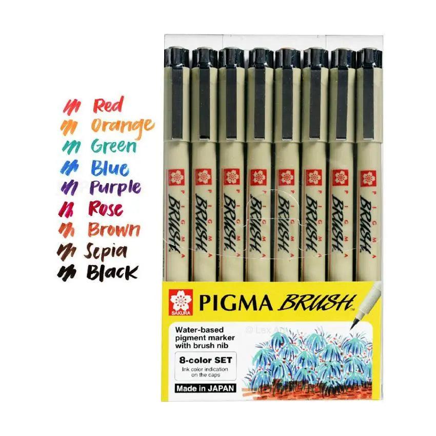 Sakura Pigma Brush Set - Pack of 8 Colour The Stationers