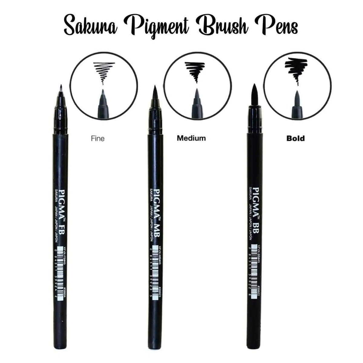 Sakura Pigma Professional Brush, FB, MB, BB The Stationers