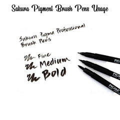 Sakura Pigma Professional Brush, FB, MB, BB The Stationers