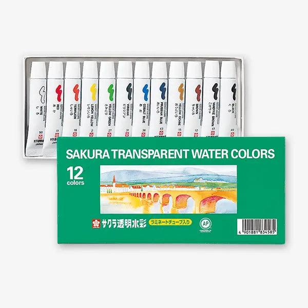 Sakura Transparent Watercolors Tubes Set Of 12 The Stationers
