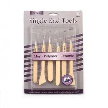 SINGLE END CLAY WOODEN TOOLS 6-PCS SET The Stationers