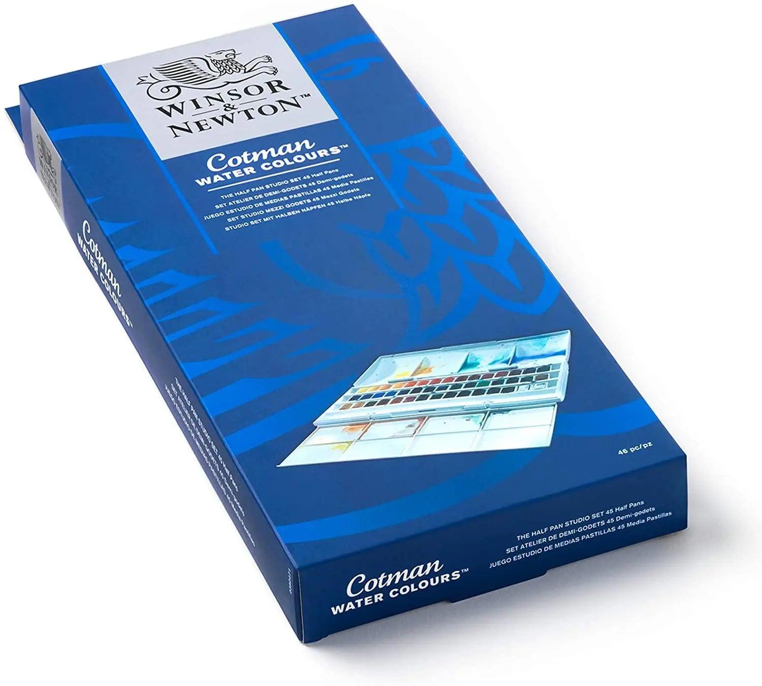 Winsor Newton Cotman Watercolor Studio Set Of 45 Half Pans The Stationers